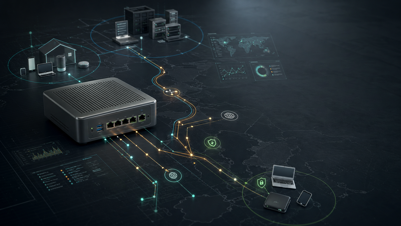 Gateway appliance with layered network paths and telemetry overlays